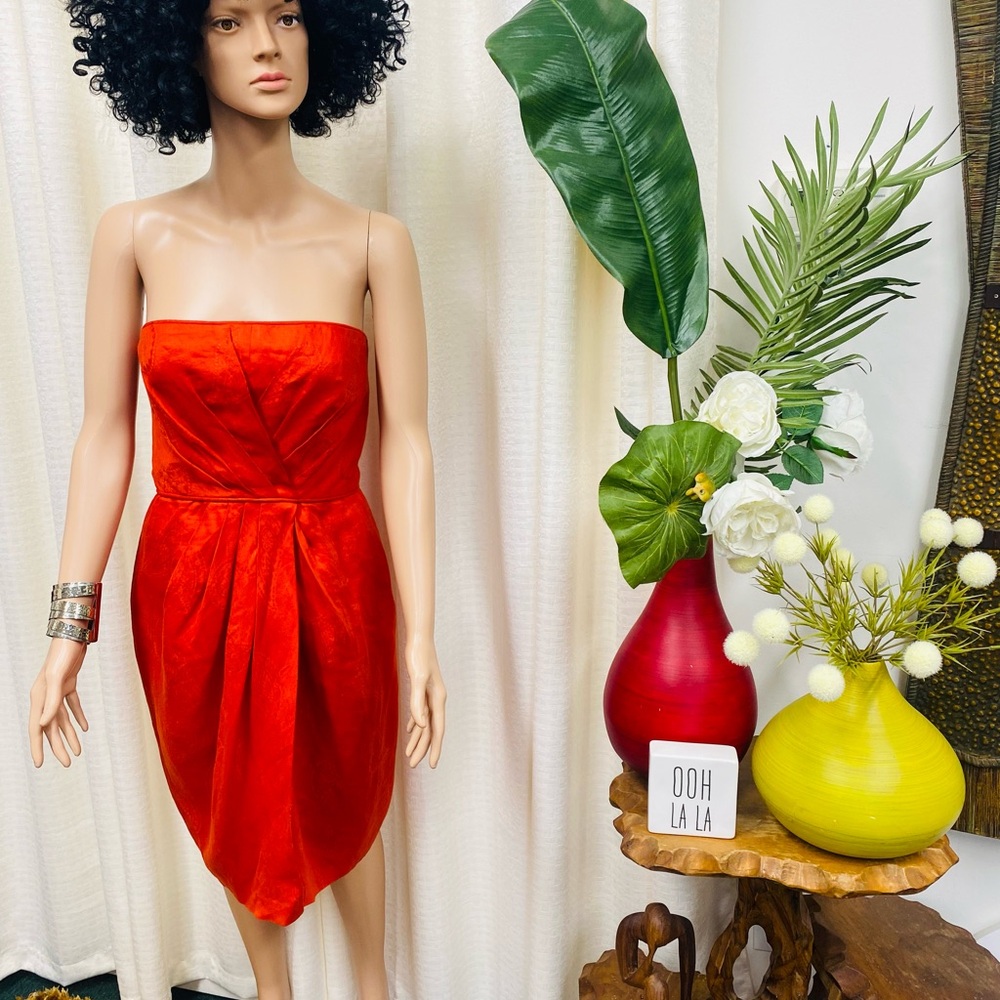 ANNE KLEIN Strapless Burnt Orange Dress